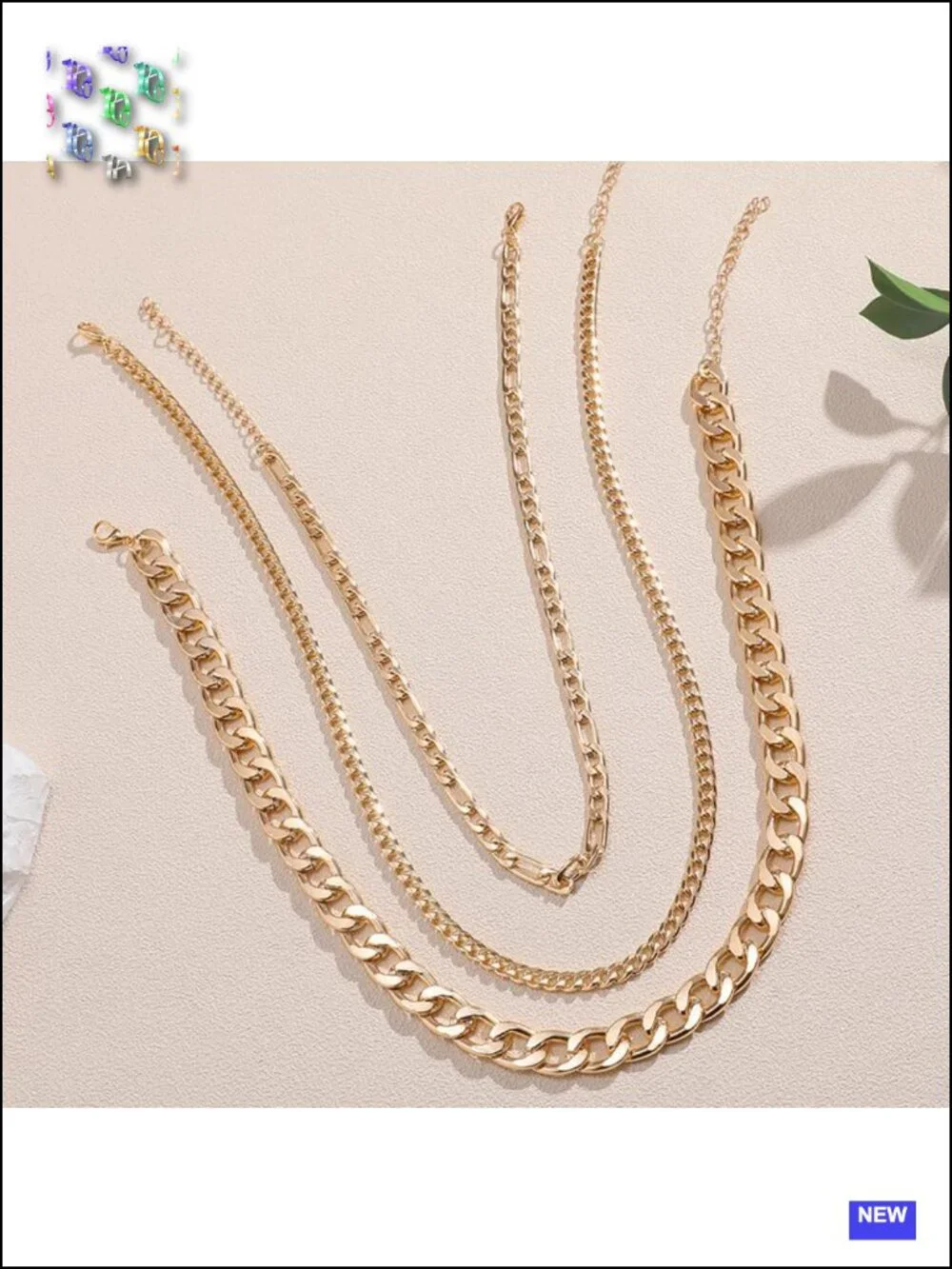 2 Pack Chunky Cuban Link Necklace Set Gold Layered Choker Adjustable Stackable